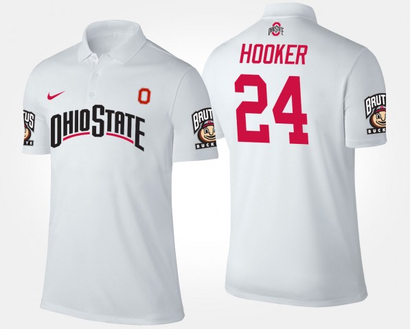 Ohio State Buckeyes Malik Hooker Men's #24 White College Football Polo 2404KOMT1